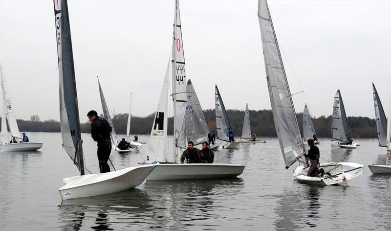 Waiting for the start and some wind on day 2 of the Alton Water Frostbite Series photo copyright Emer Berry taken at Alton Water Sports Centre and featuring the Dinghy class