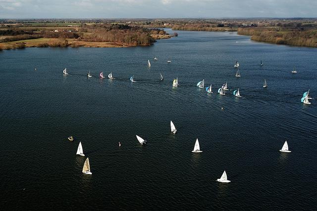 View from the air on day 5 of the Alton Water Frostbite Series photo copyright Tim Bees taken at Alton Water Sports Centre and featuring the Dinghy class