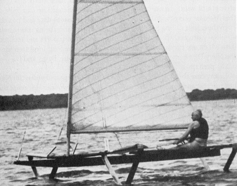 Although there had been a number of interesting an innovative attempts to get a sail powered foiler, it would be John Baker who finally cracked the problems and though he could get enough power from the fully battened mainsail, the control wasn't good - photo © Baker Water Systems