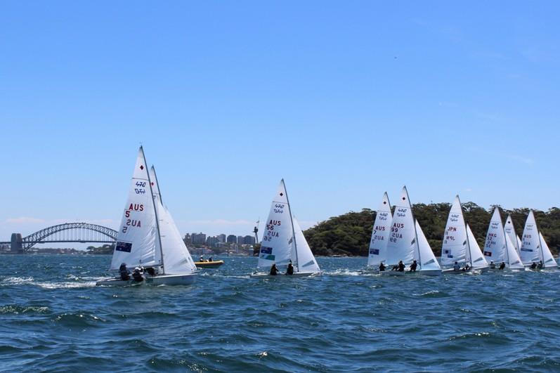 Belcher Ryan sail no.11 lead the fleet photo copyright Australian Sailing taken at Australian Sailing and featuring the Dinghy class