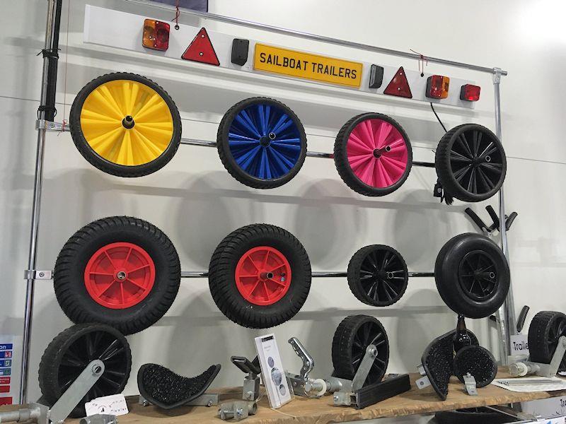 Trolley wheels are available in more colours than in the past - seen at the RYA Dinghy & Watersports Show photo copyright Magnus Smith / www.yachtsandyachting.com taken at RYA Dinghy Show and featuring the Dinghy class