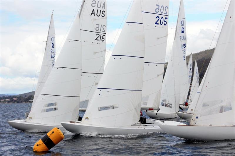 Start of one of three races sailed on the Derwent yesterday for the Ted Albert Memorial Cup photo copyright Peter Campbell taken at Royal Yacht Club of Tasmania and featuring the Dragon class
