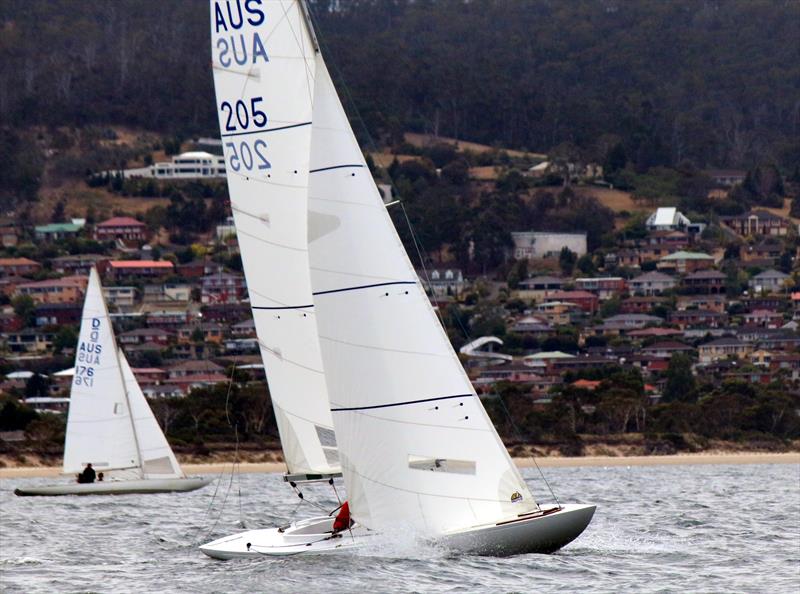 Karabos IX leading after day 2 of the Dragon Prince Philip Cup in Hobart photo copyright Angus Calvert taken at Royal Yacht Club of Tasmania and featuring the Dragon class