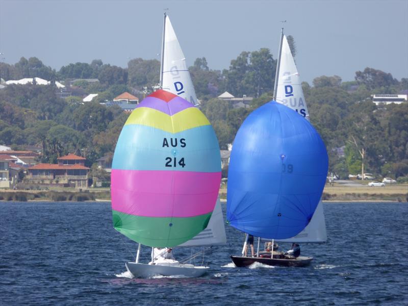 Packer (214) and Bowman (109) during the first weekend of the WA Dragon State Championship photo copyright Jonny Fullerton taken at Royal Freshwater Bay Yacht Club and featuring the Dragon class