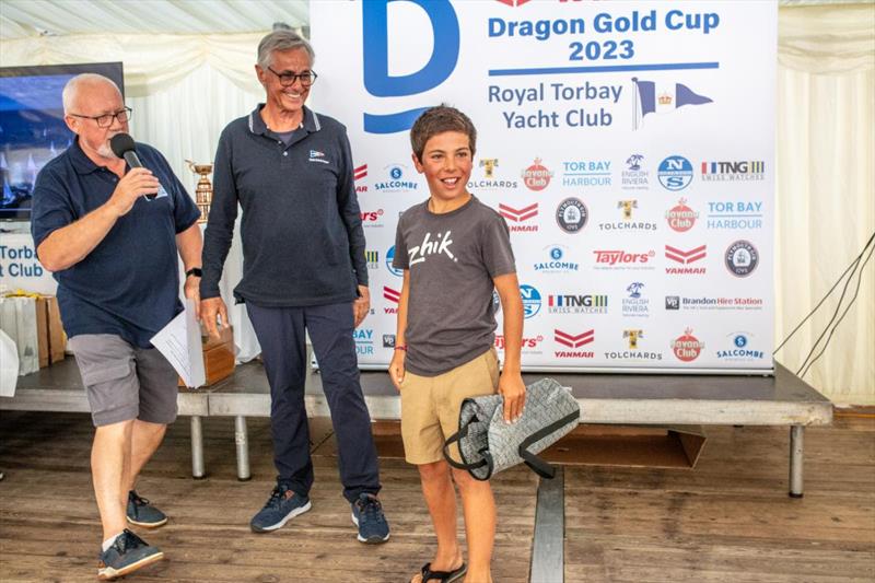 Yanmar Dragon Gold Cup 2023 - the youngest sailor in the fleet, 12-year-old Diogo Reis of Portugal photo copyright Alex Irwin / www.sportography.tv taken at Royal Torbay Yacht Club and featuring the Dragon class