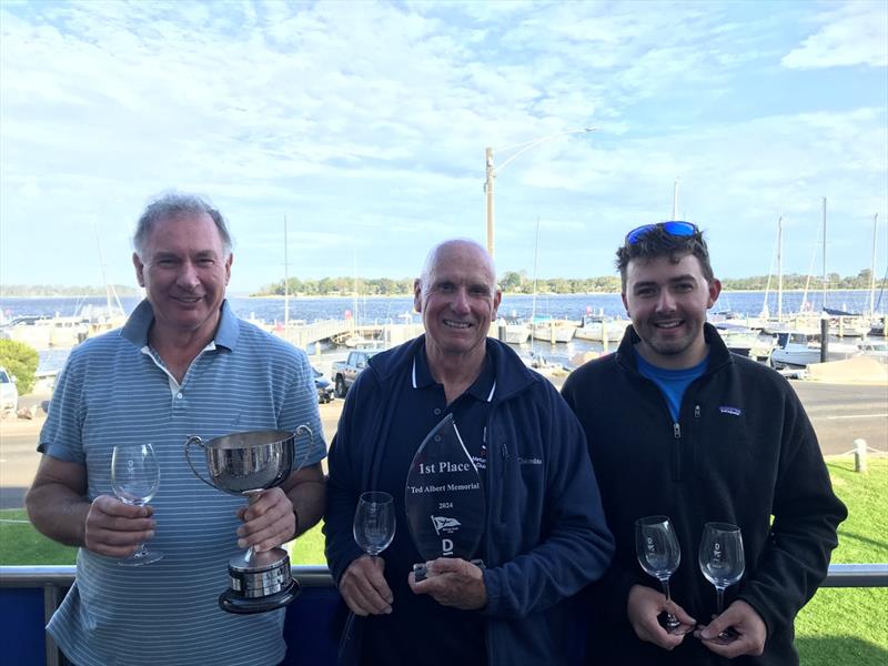The Ted Albert memorial trophy race series was won by Karabos IX, sailed by Nick Rogers (helm), with Leigh Behrens and Lucas Upton as crew photo copyright Jeanette Severs taken at Metung Yacht Club and featuring the Dragon class