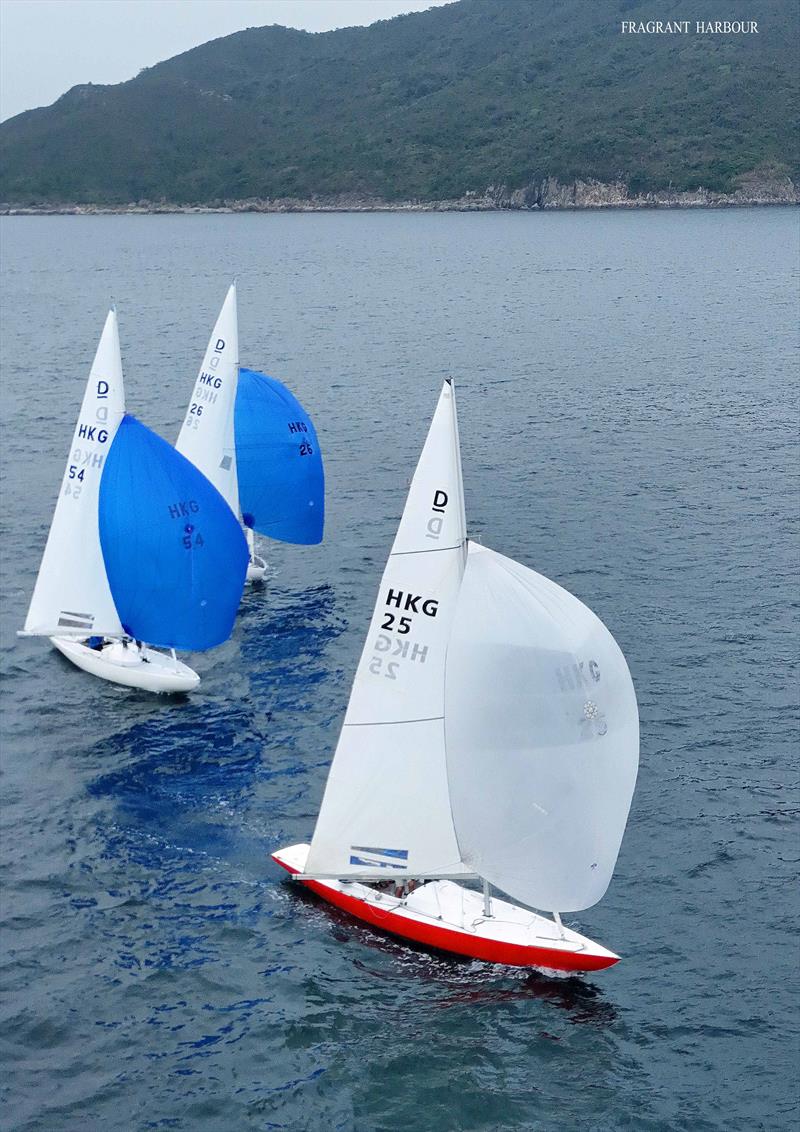 Three Shelter Cove Dragons, Wyuna leads during Monsoon Spring Series 2024 Race 2 photo copyright HHYC taken at Hebe Haven Yacht Club and featuring the Dragon class