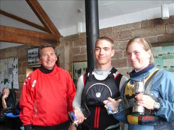Kelsey Suggit and Josh Stuart accept their prizes in the Noble Marine Enterprise Under 21 Event at Barnt Green