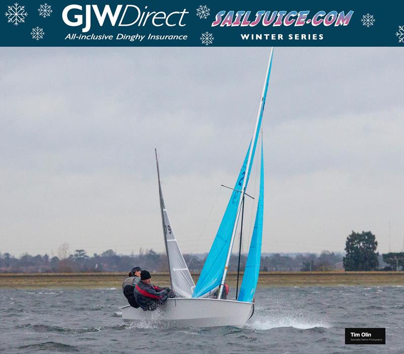 Ann Jackson & Alan Skeens win the GJW Sailjuice Winter Series Datchet Flyer photo copyright Tim Olin / www.olinphoto.co.uk taken at Datchet Water Sailing Club and featuring the Enterprise class
