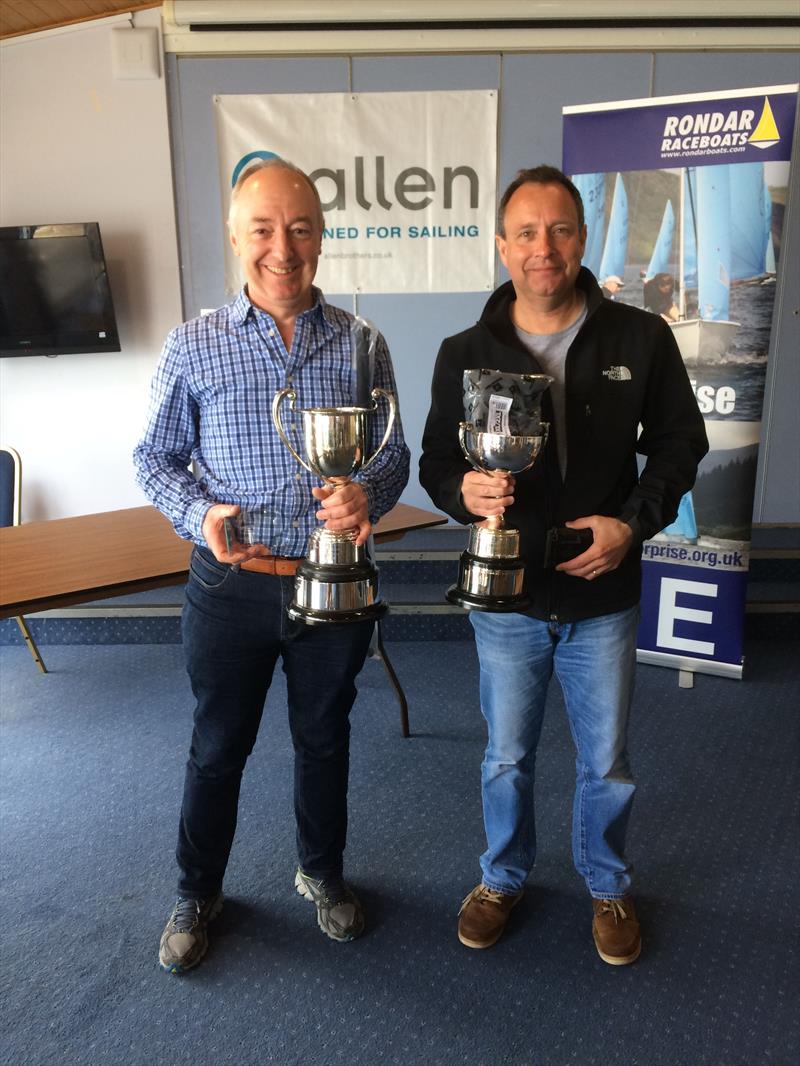 Tim Sadler (left) and Simon Cook (right) win the Allen Enterprise Inlands at Cardiff photo copyright Carol Ford taken at Cardiff Bay Yacht Club and featuring the Enterprise class