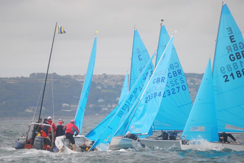 Gate Start carnage on day 1 of the Allen, North Sails & Selden Enterprise Nationals at Mount's Bay photo copyright Martyn Curnow taken at  and featuring the Enterprise class