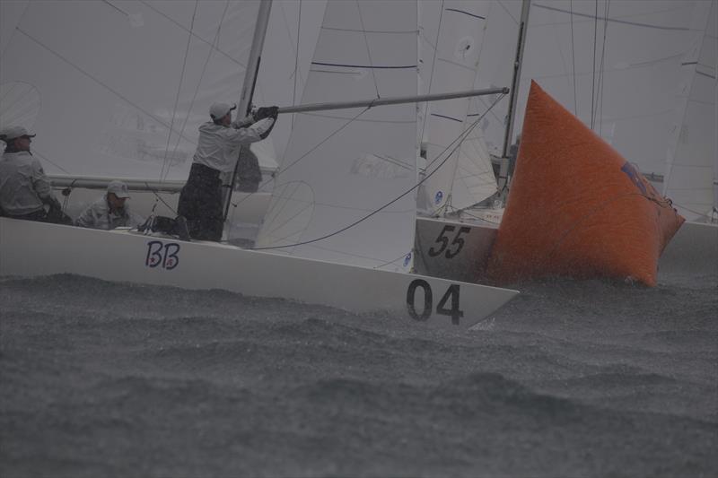 Wind and rain on day 3 of the 2014 Etchells World Championship off Newport, R.I photo copyright Sharon Green / New York Yacht Club taken at New York Yacht Club and featuring the Etchells class