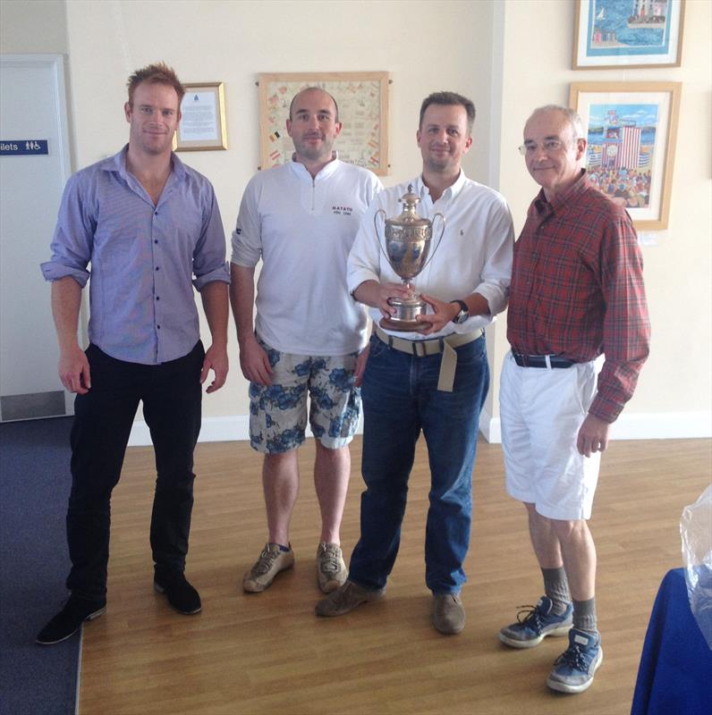 Andrew Mills, Brian Hammersley & Nils Razmilovic, the 2014 UK Etchells Open Champions with David Franks photo copyright Rob Goddard taken at Weymouth & Portland Sailing Academy and featuring the Etchells class