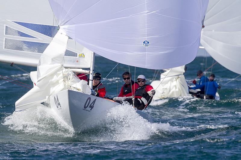 Hong Kong's Mark Thornburrow rides to victory in the last race of the regatta at the Marinepool Etchells Australasian Championship  photo copyright Teri Dodds taken at Mooloolaba Yacht Club and featuring the Etchells class