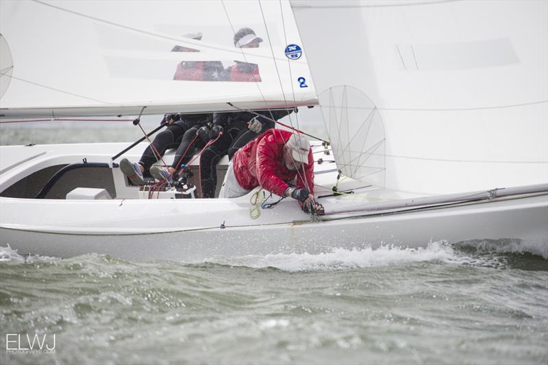 Fine tuning the rig before the start of the first race on Doug Flynn's entry from the Cruising Yacht Club of Australia on day 2 of the Etchells Invitational Regatta photo copyright Emma Louise Wyn Jones Photography taken at  and featuring the Etchells class