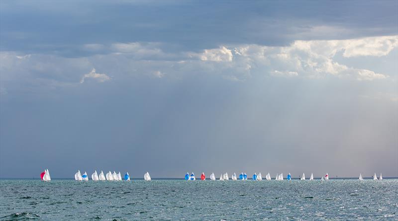 Last leg of race 5 on day 3 of the 2016 Etchells Australia Championship photo copyright Kylie Wilson / www.positiveimage.com.au taken at Royal Brighton Yacht Club and featuring the Etchells class