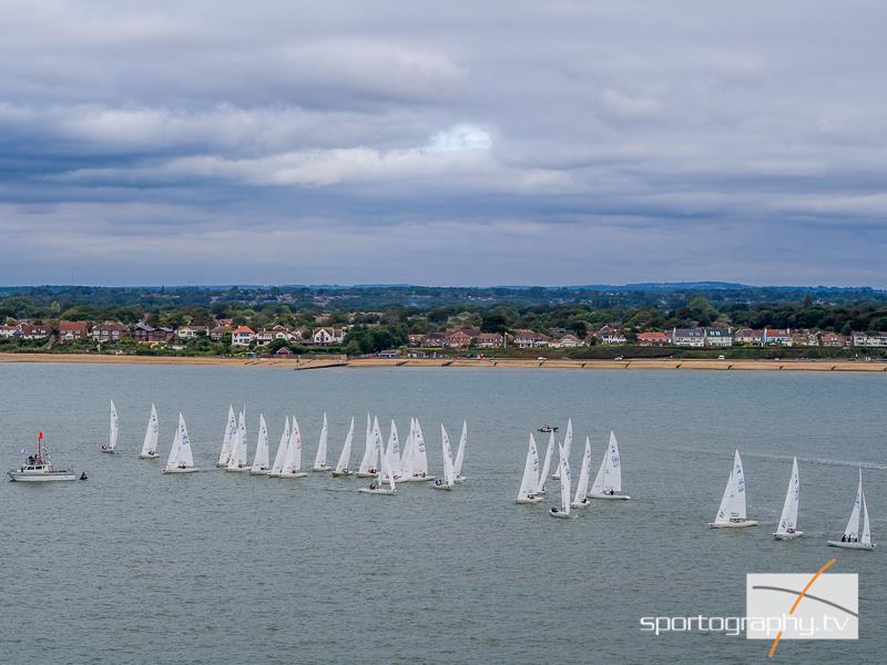 Startline on day 2 of the Etchells Worlds in Cowes photo copyright Alex Irwin / www.sportography.tv taken at Royal London Yacht Club and featuring the Etchells class