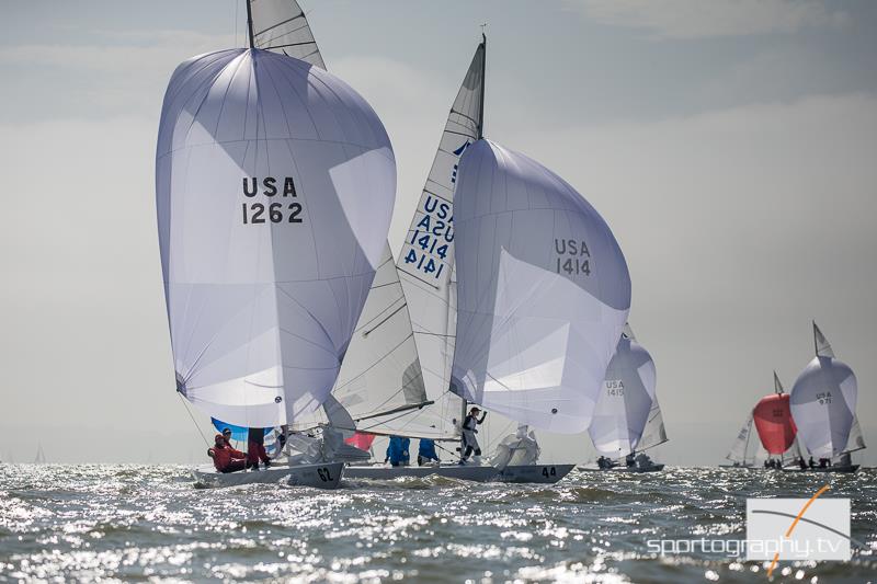 Steve Benjamin scored a bullet in Race 4, and fought back from a mid-fleet start in Race 5 on day 3 of the Etchells Worlds in Cowes - photo © Alex Irwin / www.sportography.tv