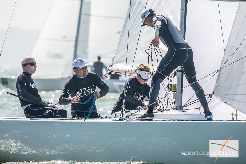 Cowes Etchells Fleet Captain and Regatta Director, David Franks, had a stellar day 3 of the Etchells Worlds in Cowes photo copyright Alex Irwin / www.sportography.tv taken at Royal London Yacht Club and featuring the Etchells class