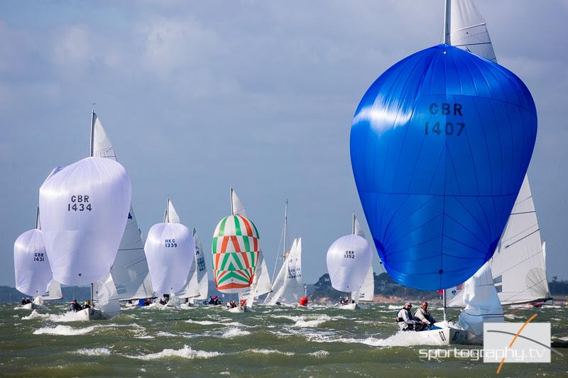 Racing on day 4 of the Etchells Worlds in Cowes photo copyright Alex Irwin / www.sportography.tv taken at Royal London Yacht Club and featuring the Etchells class