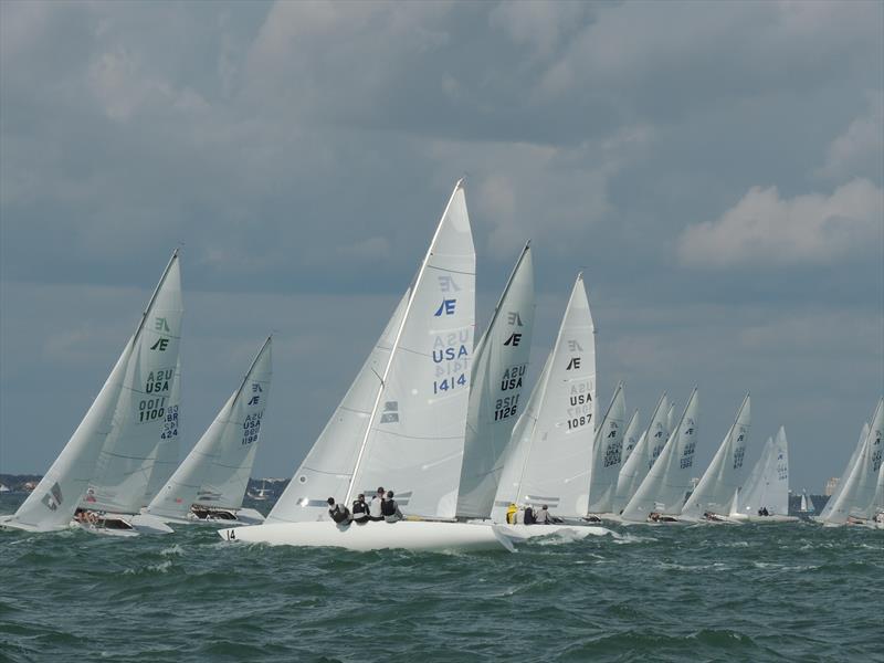 Trying to crose the fleet at the Sidney Doren Memorial Regatta photo copyright Cindy Saunders taken at Biscayne Bay Yacht Club and featuring the Etchells class
