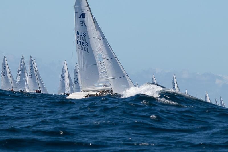 Triad working away over the waves on day 1 of the Line 7 Etchells Australasian Championship at Mooloolaba photo copyright Alex McKinnon Photography taken at Mooloolaba Yacht Club and featuring the Etchells class