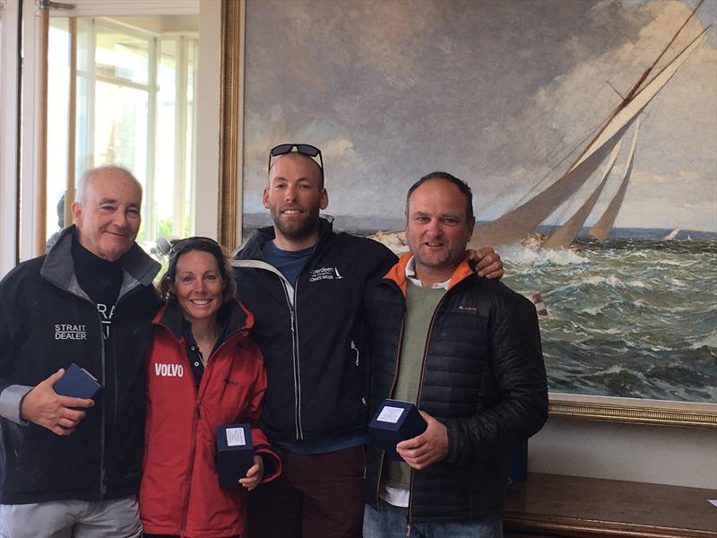 Strait Dealer (l-r) David Franks, Helena Lucas, Matt Reid and Graham Sunderland finish 2nd in the Sir Kenneth Preston Trophy photo copyright Rob Goddard taken at Royal Yacht Squadron and featuring the Etchells class