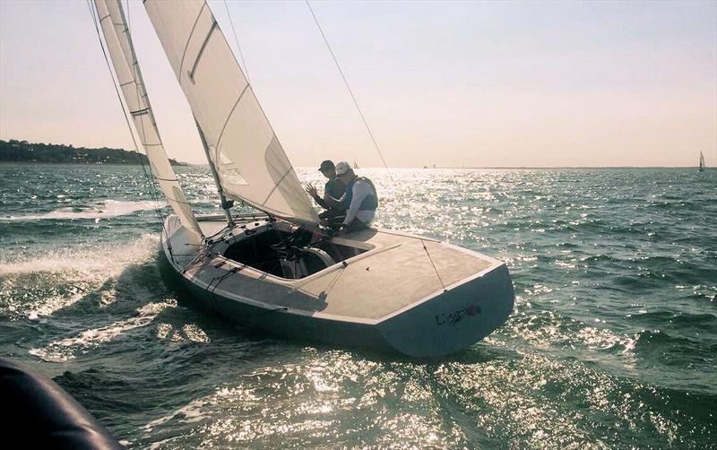 Martin Hill at the helm of Lisa Rose on the Solent off Cowes photo copyright Australian Etchells taken at Royal London Yacht Club and featuring the Etchells class