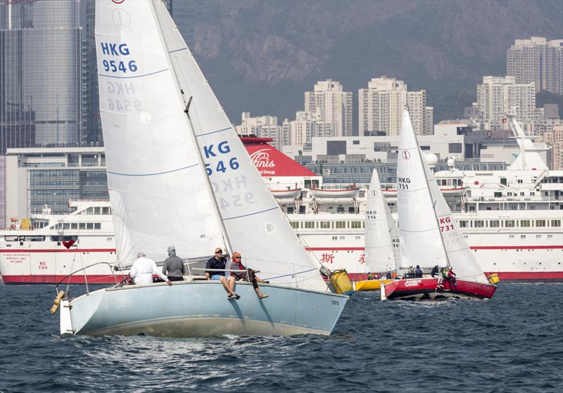 Impalas off the start line. HKRNVR Memorial Vase 2018 photo copyright Guy Nowell / RHKYC taken at  and featuring the Etchells class