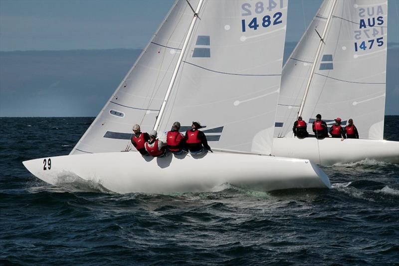 Racer CC and Flying High work to windward. - Etchells Victorian Championship 2020 - photo © John Curnow
