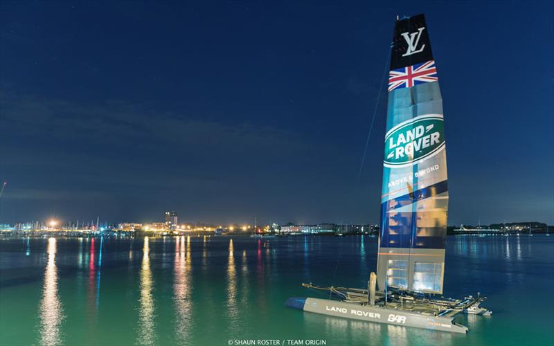 AC45s lit up the night skies at the Louis Vuitton America's Cup World Series Portsmouth photo copyright Shaun Roster / Team Origin taken at  and featuring the  class