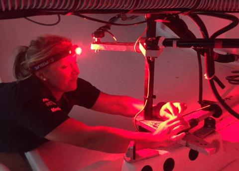 Mary Rook working with the Exposure RAW Pro head torch - photo © Exposure Marine