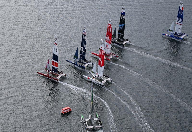 Start of last race on day 1 of the ROCKWOOL Denmark Sail Grand Prix - photo © Jonathon Nackstrand for SailGP