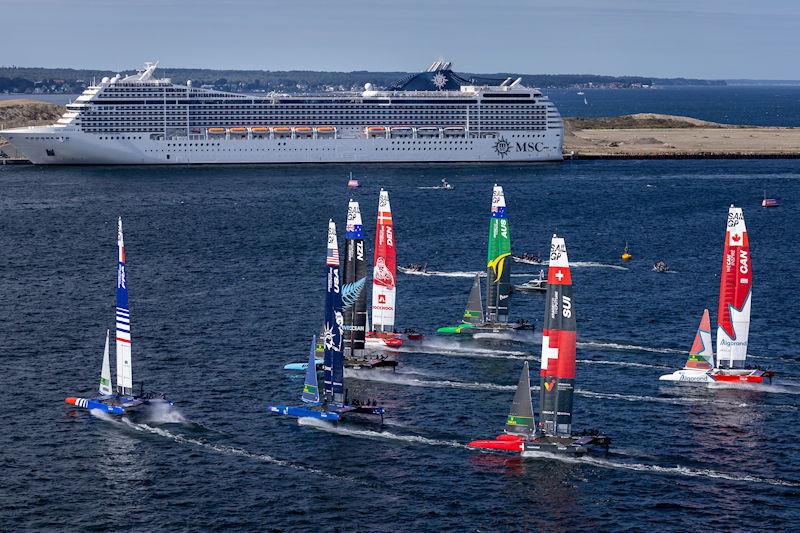 Race Day 2 of the ROCKWOOL Denmark Sail Grand Prix in Copenhagen, Denmark photo copyright David Gray for SailGP taken at  and featuring the F50 class