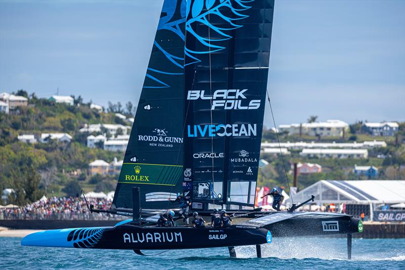 The BlackFoils (NZL) in action on Day 2 - Apex Group Bermuda Sail Grand Prix in Bermuda. Sunday Mat 5, 2024  -  - photo © Felix Diemer/SailGP