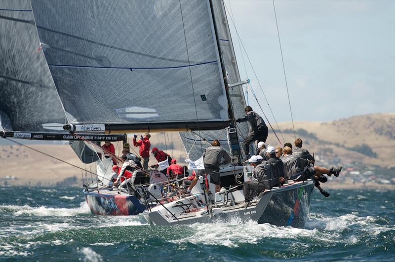 Voodoo Chile and Estate Master on day 3 of the Farr 40 John Calvert-Jones Trophy photo copyright Dane Lojek / Cody Williams taken at Royal Yacht Club of Tasmania and featuring the Farr 40 class