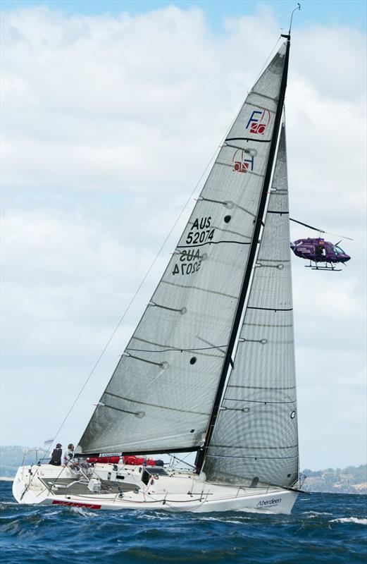 Wired and a chopper on day 4 of the Farr 40 John Calvert-Jones Trophy photo copyright Dane Lojek / Cody Williams taken at Royal Yacht Club of Tasmania and featuring the Farr 40 class