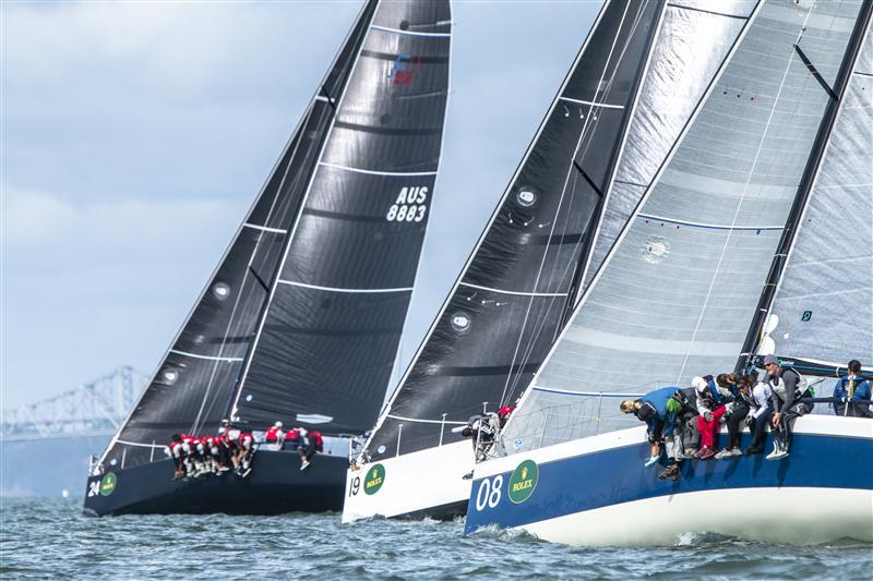 Foil (USA), Skian Dhu (USA) and Kokomo (AUS) racing upwind on day 1 of the Rolex Farr 40 Worlds photo copyright Rolex / Daniel Forster taken at St. Francis Yacht Club and featuring the Farr 40 class