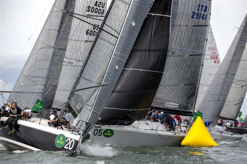 Twisted (USA) and Enfant Terrible (ITA) mark rounding on day 1 of the Rolex Farr 40 Worlds photo copyright Rolex / Daniel Forster taken at St. Francis Yacht Club and featuring the Farr 40 class