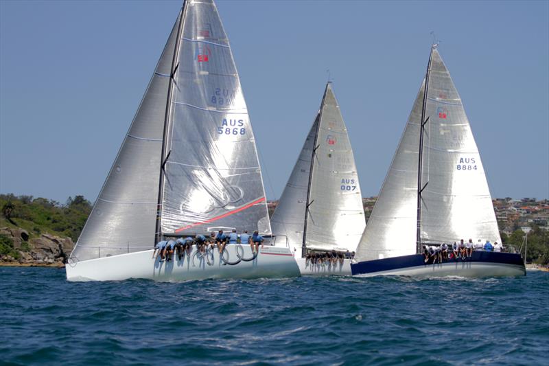 (l-r) Kindergarten, Edake & Exile during the Farr 40 Australian Open Series in Sydney photo copyright Pete Harmsen taken at Middle Harbour Yacht Club and featuring the Farr 40 class