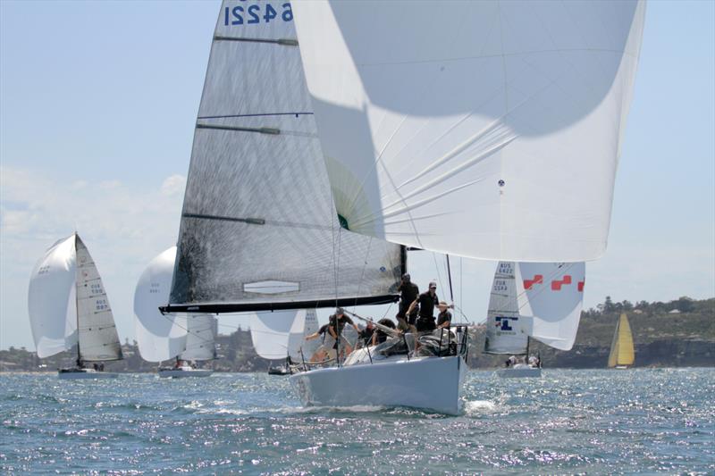 Zen leads the fleet on day 2 of the Farr 40 Australian Open Series in Sydney photo copyright Pete Harmsen taken at Middle Harbour Yacht Club and featuring the Farr 40 class