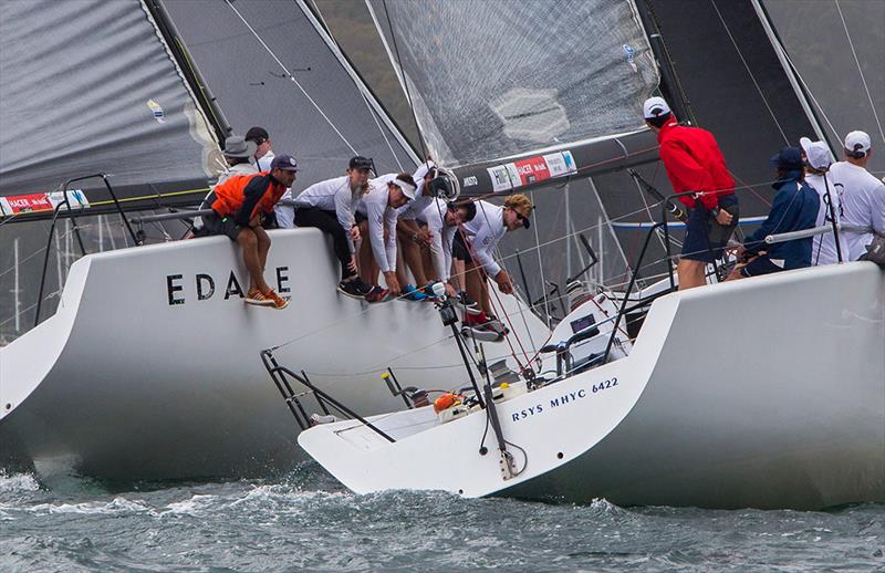 Edake and Transfusion on day 2 of the Farr 40 Pittwater One Design Trophy photo copyright Crosbie Lorimer taken at Royal Prince Alfred Yacht Club and featuring the Farr 40 class