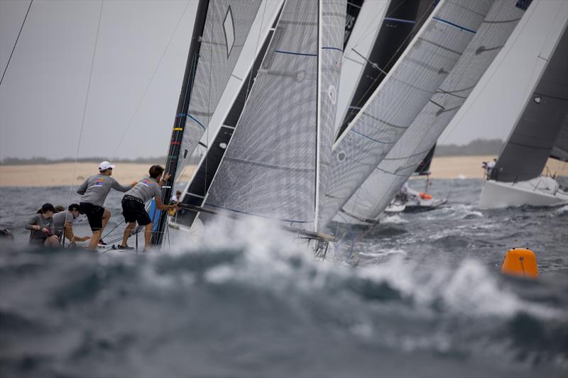 Farr 40s in swell on day 1 of the Farr 40 Newcastle One Design Trophy photo copyright Allan Coker Photography taken at Newcastle Cruising Yacht Club and featuring the Farr 40 class