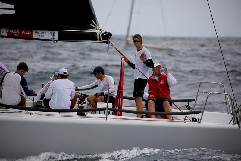 Will Ryan waving from Forty on day 1 of the Farr 40 Newcastle One Design Trophy - photo © Allan Coker Photography