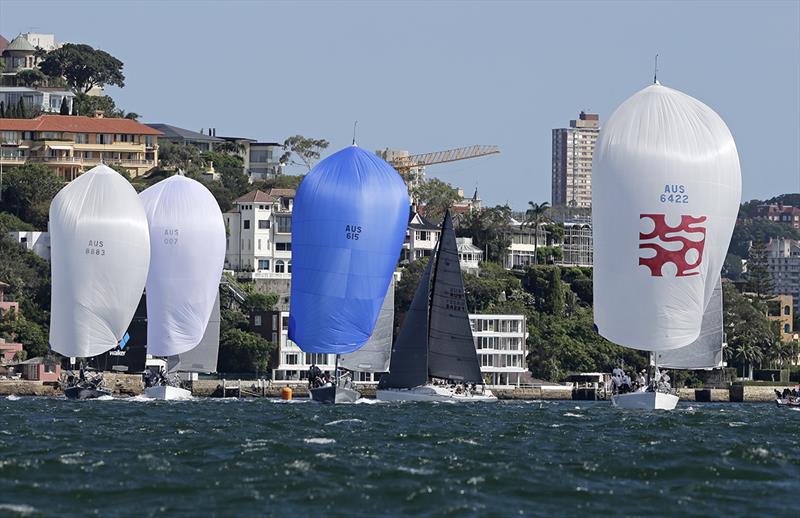 Round the top mark in good breeze on day 1 of the Farr 40 Nationals in Sydney photo copyright Crosbie Lorimer taken at Royal Sydney Yacht Squadron and featuring the Farr 40 class