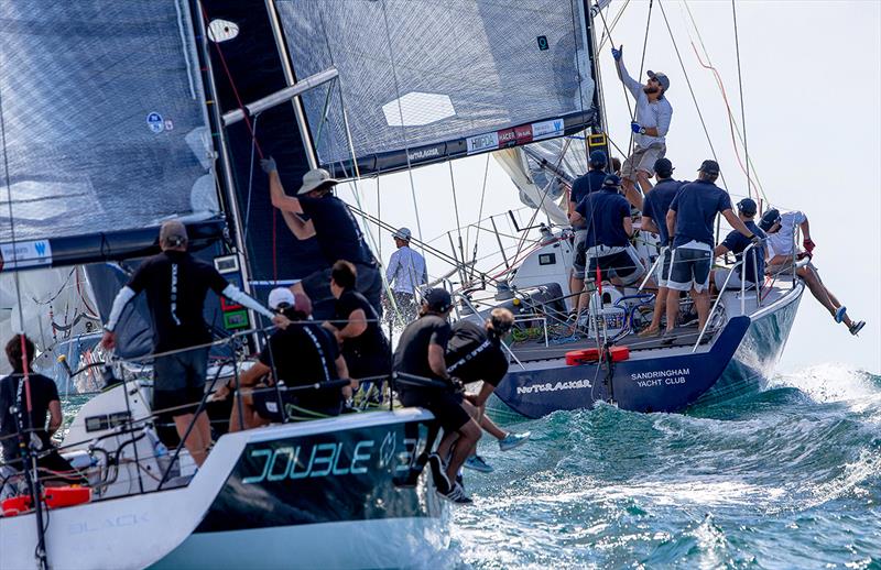 Nutcracker and Double Black on day 2 of the Farr 40 Nationals in Sydney photo copyright Crosbie Lorimer taken at Royal Sydney Yacht Squadron and featuring the Farr 40 class