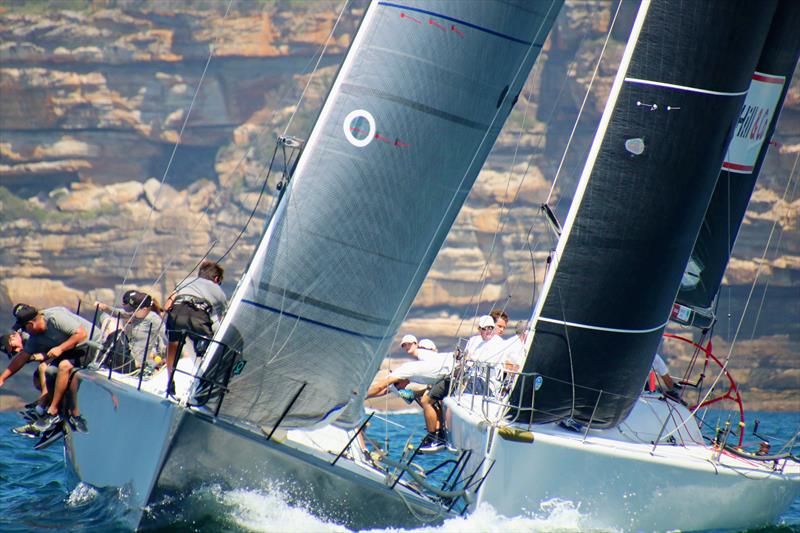HillPDA Racing and Forty against Sydney sandstone cliffs at the 2017/18 Farr 40 National Championship photo copyright Jen Hughes taken at Royal Sydney Yacht Squadron and featuring the Farr 40 class