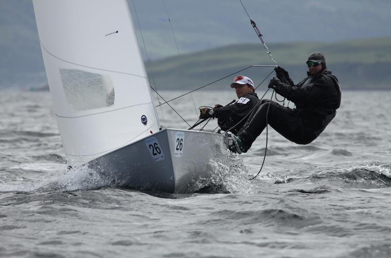 Majthenyi & Domokos on day 2 of the Flying Dutchman World Championships 2014 photo copyright Alan Henderson / www.fotoboat.com taken at Largs Sailing Club and featuring the Flying Dutchman class