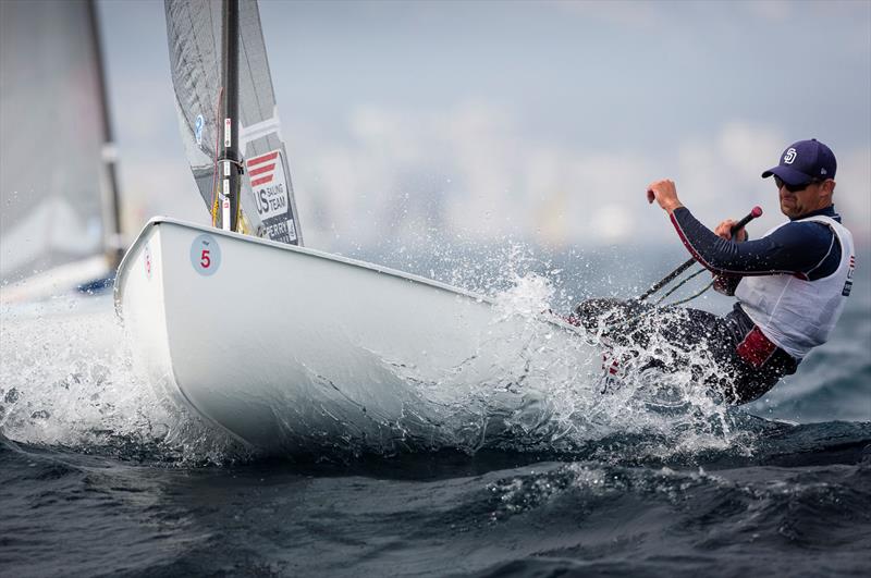 Caleb Paine on day 2 of ISAF Sailing World Cup Mallorca photo copyright Mick Anderson / www.sailingpix.dk taken at  and featuring the Finn class