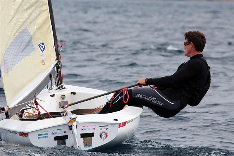 Jonathan Lobert on day 1 of ISAF Sailing World Cup Hyeres photo copyright Robert Deaves taken at COYCH Hyeres and featuring the Finn class